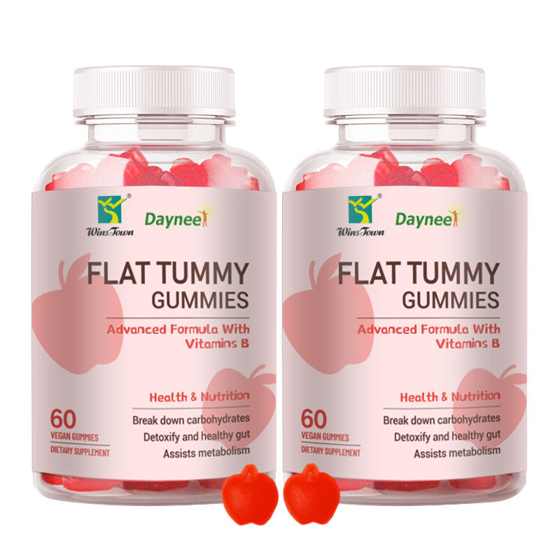 Flat Tummy Apple Cider Vinegar Gummies, 60 Count – ACV Gummies, Detox, Support Gut Health – Vegan-Friendly, Non-GMO - Beet and Pomegranate Superfood Powders, Vitamins B6, B9 & B12